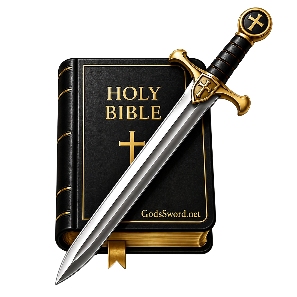 God's Sword logo: a sword resting on a black Holy Bible